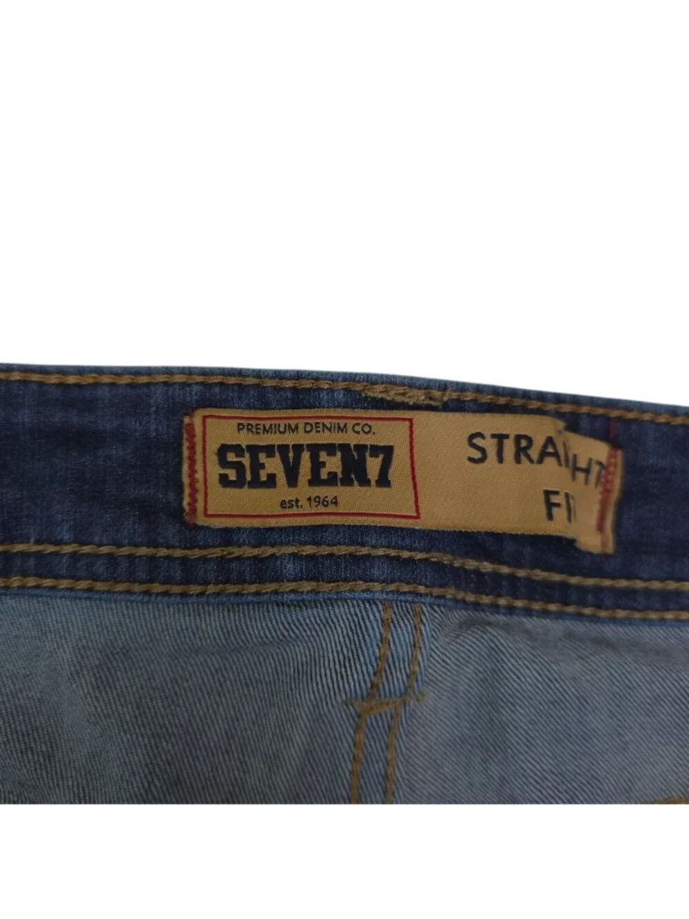 Seven7 Straight Fit Mens Blue Denim Jeans W38 L32 Whiskered Medium Wash